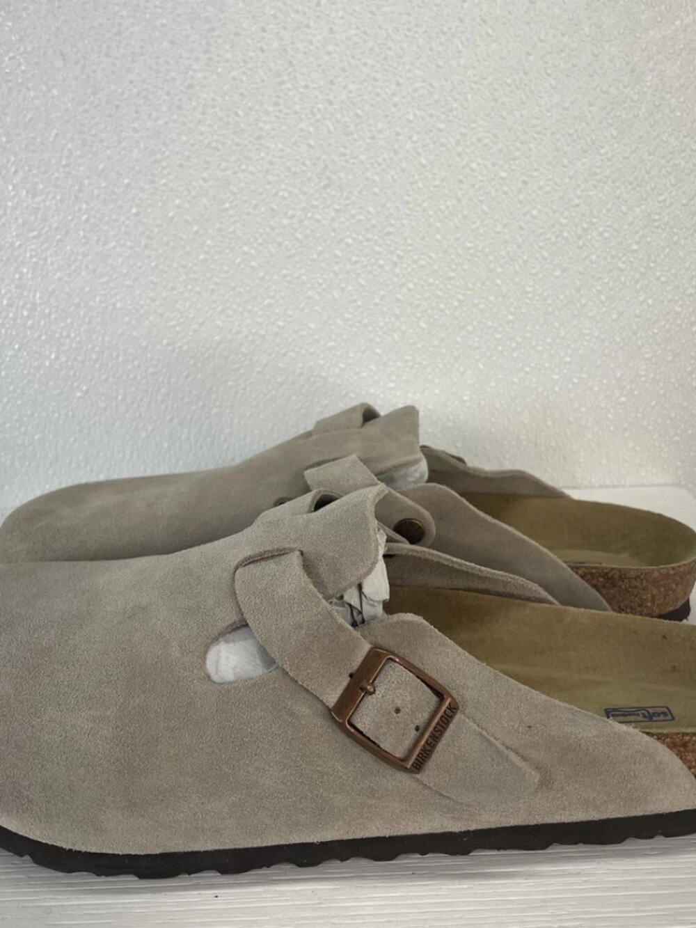 Birkenstock Unisex Size M 8 W10 Boston BS Slip In Clogs Taupe Suede Soft Footbed - Picture 4 of 6